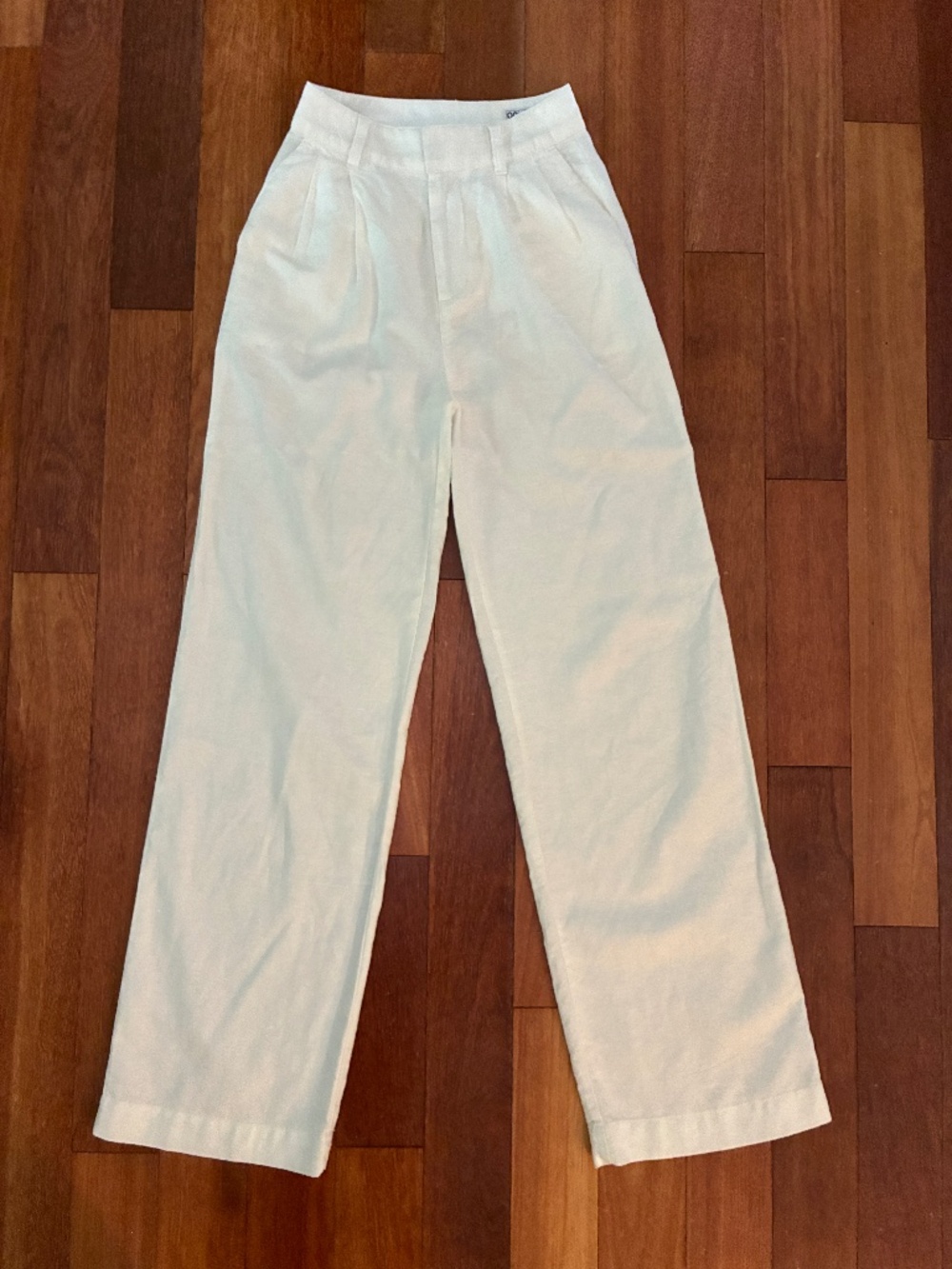Gap White Linen High Rise Pleated Wide Leg Pants 0 Tall